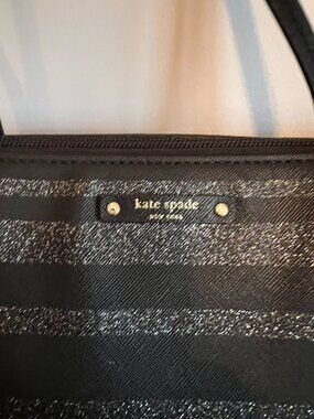 kate spade Black Glitter Stripe Tote